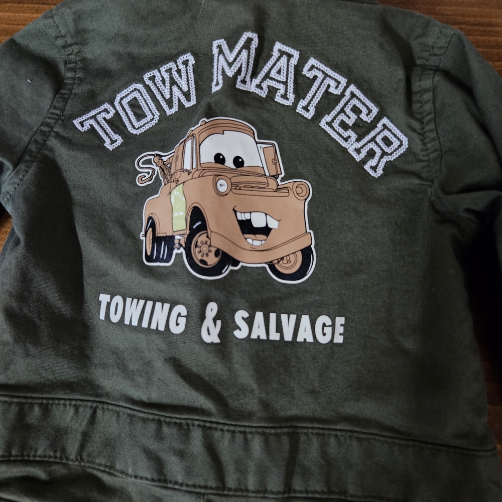 Tow Mater Utility Jumpsuit 12-18 Months  - Olive Green Disney Pixar - Gap